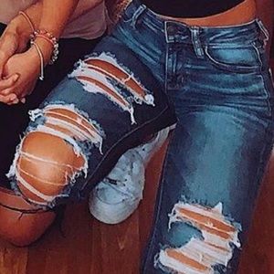 American eagle high waisted ripped jeans